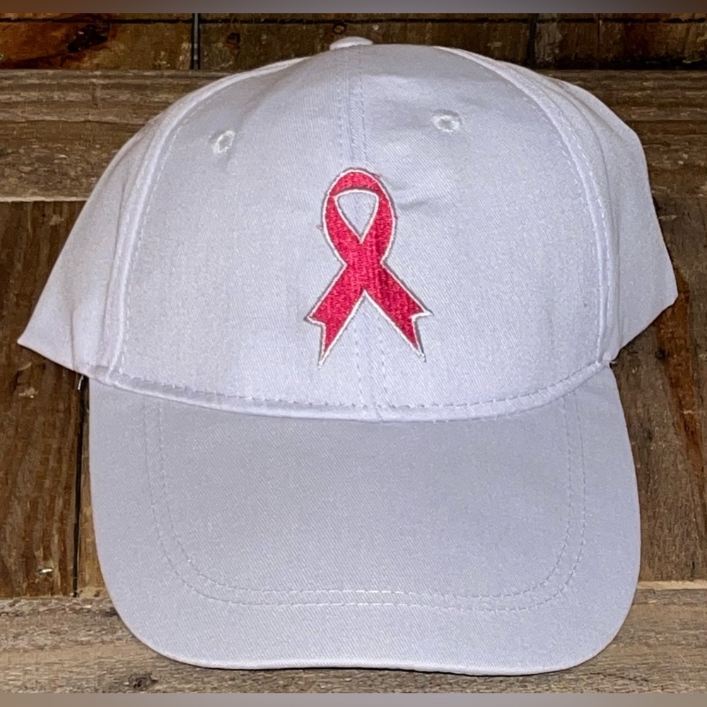 💝NWOT💝 White Breast Cancer Awareness Hat.